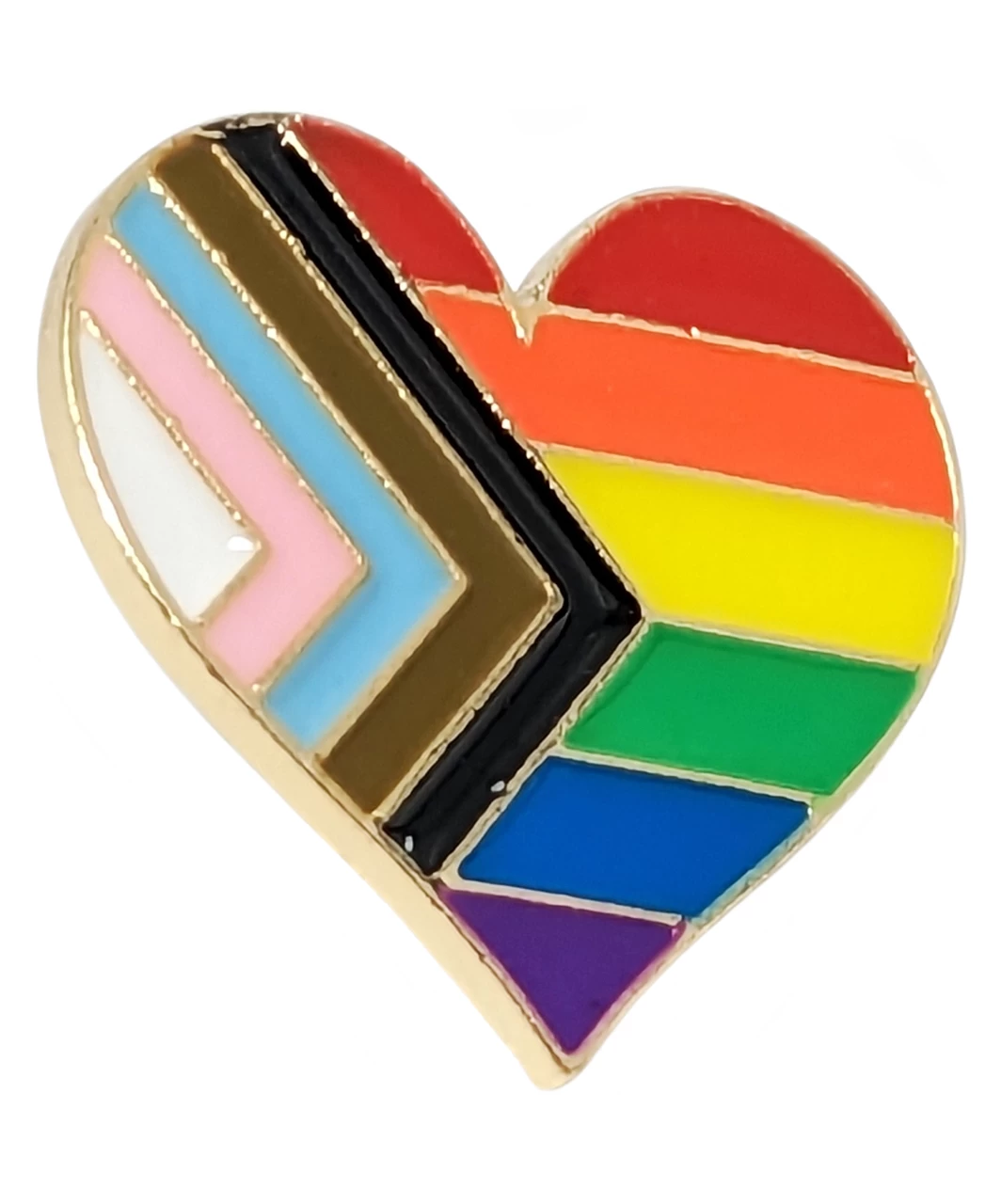Rainbow Pride Progress Flag Enamel Lapel Pin Heart 4 Rainbow Pride Progress Flag Enamel Lapel Pin Heart - Image 2