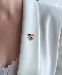 Rainbow Pride Progress Flag Enamel Lapel Pin Heart 7 Rainbow Pride Progress Flag Enamel Lapel Pin Heart -Sex Toy Store rainbow pride progress flag enamel lapel pin heart 106102 3