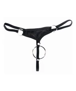 Svenjoyment Black String With Metal Cock Ring -Sex Toy Store svenjoyment black string with metal cock ring 3