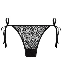 Underneath Luna Black Lace Tie-side Thong