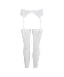 NO:XQSE White Lace Garter Belt With Stockings