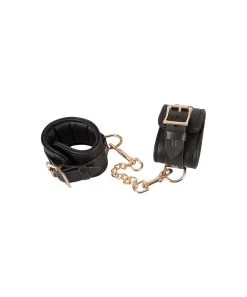 Zado Leather Handcuffs With Gold-coloured Chain